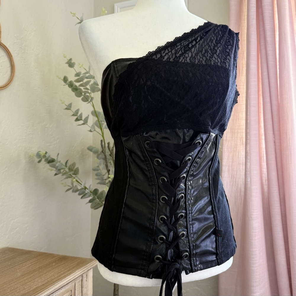 Tripp NYC Corset Lace Up Black Goth Grunge 90s Y2K Top